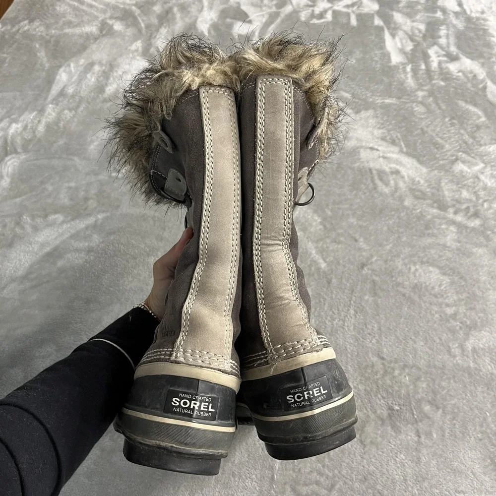 Sorel Joan Of Arctic Boots Womens Size 7 Brown Waterproof Faux Fur Snow Winter
